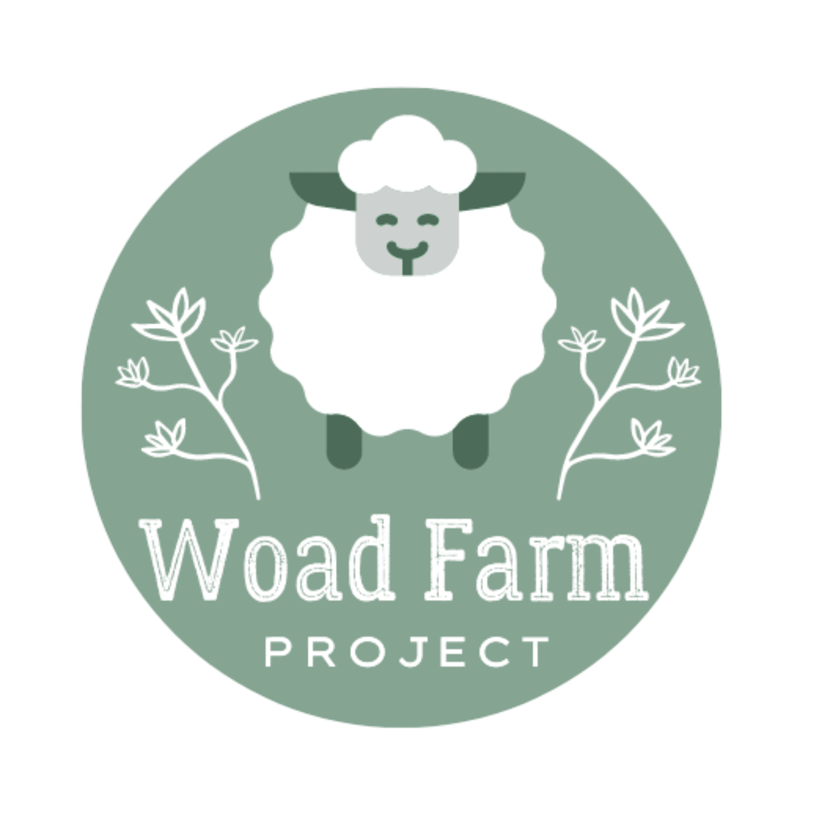 Logo showing a sheep above the words woad farm project